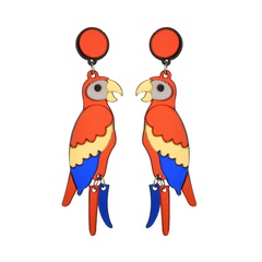 ethnic style color parrot acrylic long earrings