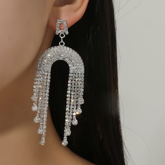Fashion all-match shiny tassel crystal earrings Europe and the United States exaggerated long earrings wholesale