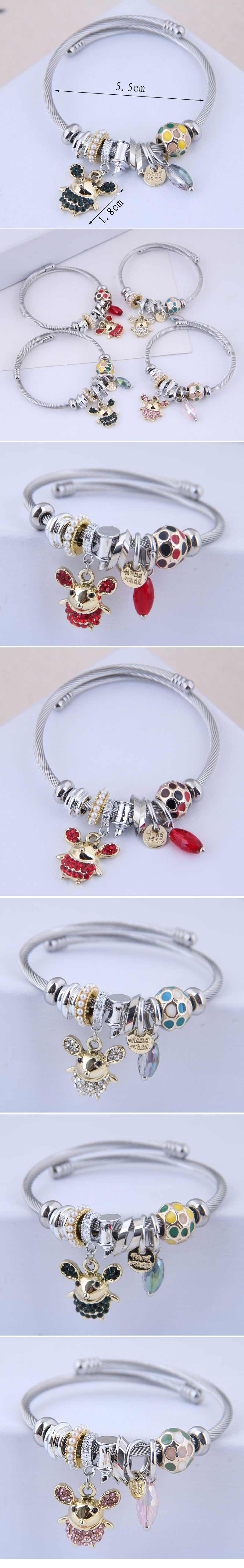 Europe and the United States fashion metal wild Pan DL flash diamond Elf mouse pendant multielement accessories personalized braceletpicture1