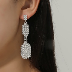 Korean version of the celebrity luxury crystal flash diamond earrings women's fashion bridal dinner European and American earrings
