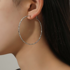 925 silver needle geometric large circle earrings women's exaggerated fashion large circle simple earrings NHIQ715052
