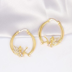 New cross-border jewelry flower fairy gold diamond earrings female European and American fashion elf lady earrings