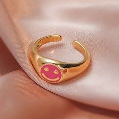 Fashion Simple Copper Gold Plated Drip Oil Smiley New Ring  NHIQ713789