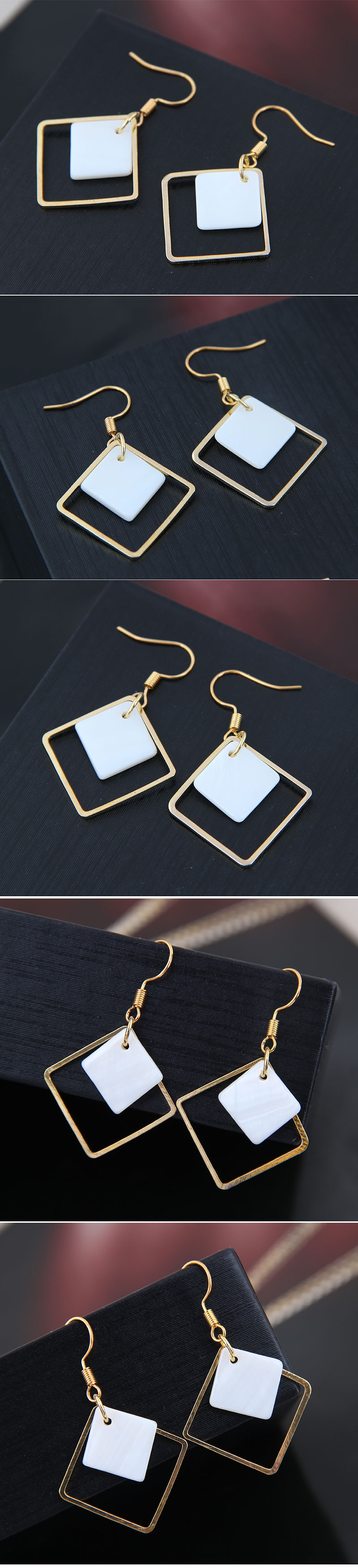 Fashion female earrings simple shell geometric shape personality square earringspicture1