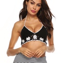 ethnic style straps camisole black white stitching beach bikinipicture5