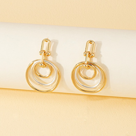 fashion hollow three circle flat pendant earrings's discount tags