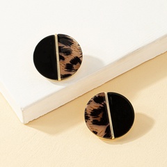 New alloy leopard pattern round earrings