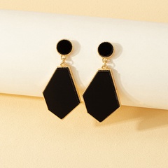 simple black geometric polygonal pendant earrings