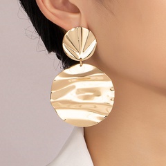 fashion round wave stripe alloy earrings