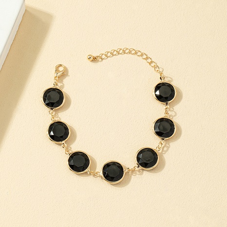 simple geometric round handmade black gem bracelet's discount tags