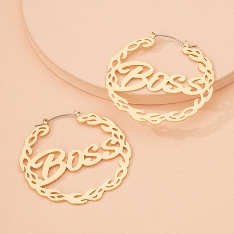retro big circle wreath letter ear buckle earrings's discount tags
