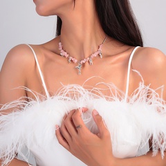 fashion simple irregular gemstone angel tooth pendant necklace