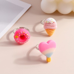 Children's Day gift ring resin cute lollipop donut ice cream ring jewelry