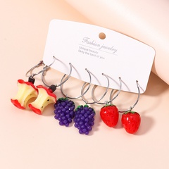 Creative cute fruit ear strawberry grape earrings
