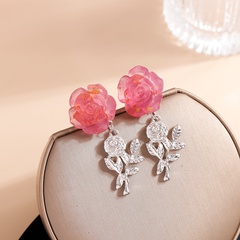Fashion jewelry beautiful rose pendant alloy earrings