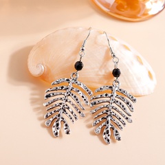Fashion jewelry retro bohemian fishbone leaf pendant alloy earrings