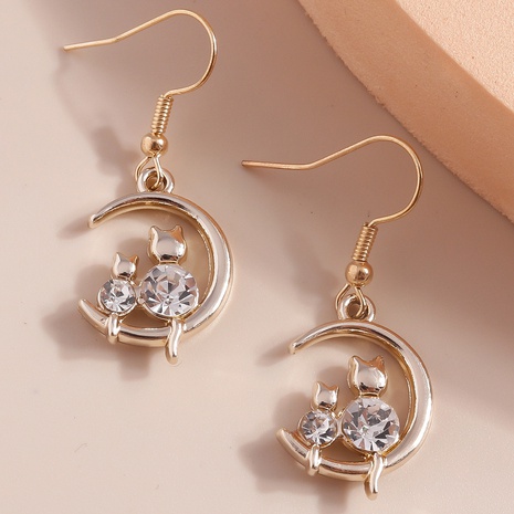 Fashion OL sweet cute cat moon alloy ear hook earrings's discount tags