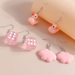 Fashion cartoon bear cloud dice acrylic earrings