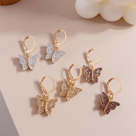 Fashion butterfly element drip oil sequin alloy earrings's discount tags