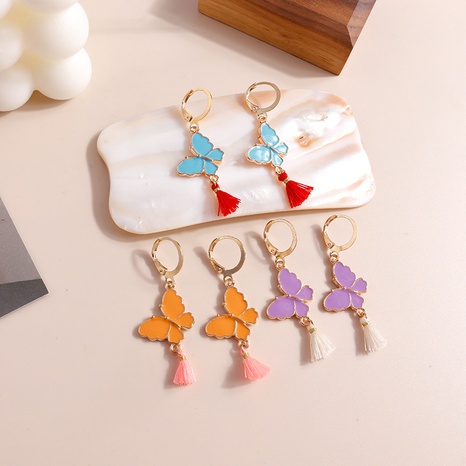 Fashion sweet cute butterfly tassel earrings's discount tags