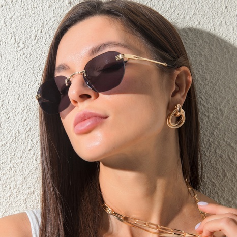 Nouvelles lunettes de soleil hip-hop carrées rétro en métal sans cadre's discount tags