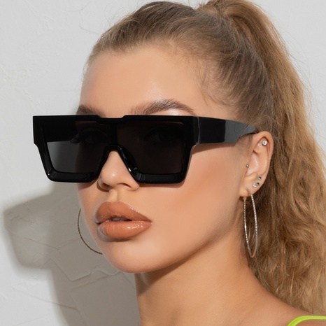 lunettes de soleil de couleur unie carrées à grande monture à la mode's discount tags