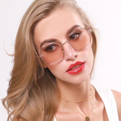 New fashion metal square frame transparent sunglasses's discount tags