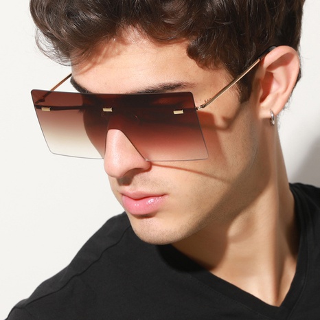 Nouvelles lunettes de soleil de couleur dégradé carré d'une seule pièce à la mode's discount tags