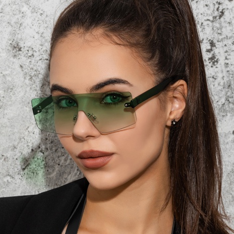 Nouvelles lunettes de soleil une pièce dégradées à ongles de riz sans cadre's discount tags