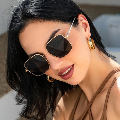 Nuevas gafas de sol cuadradas de metal con montura grande a la moda's discount tags