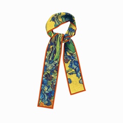 Van Gogh oil painting series irises in bottle ribbon silk scarf wholesale