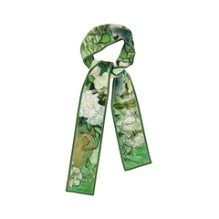 Van Gogh Oil Painting Series White Rose Long Streamer Small Scarf