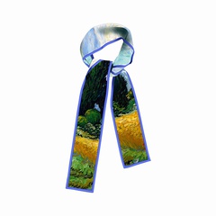 Summer Long Ribbon Van Gogh Oil Painting Series Silk Scarf