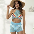 sexy rainbow color matching casual strap beach bikini toppicture12