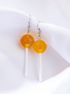 simulation food play earrings personality sweet creative three-dimensional resin round lollipop earrings