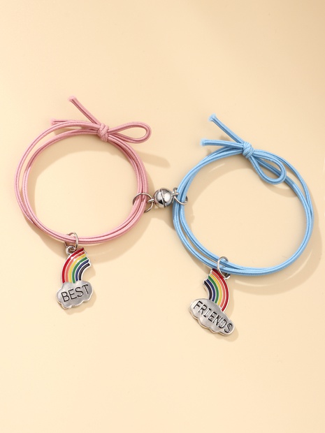 Magnetic suction girlfriends couple bracelets a pair of rainbow cartoon sweet student bracelets children's fun bracelets hair ring dual-use NHQN715024's discount tags