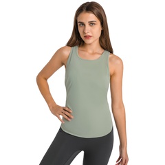 high-elastic sleeveless slit hollow solid color yoga vest