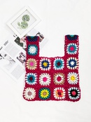 Pure hand hook random color splicing hand hook flower tote bag 3329cmpicture9
