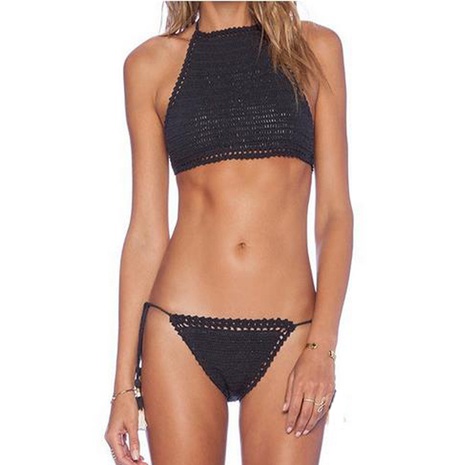 new sexy beach split swimsuit crochet knitted sexy hollow lace bikini suit's discount tags