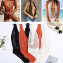 sexy crochet knitted halter strap elastic hollow onepiece bikini swimsuitpicture9