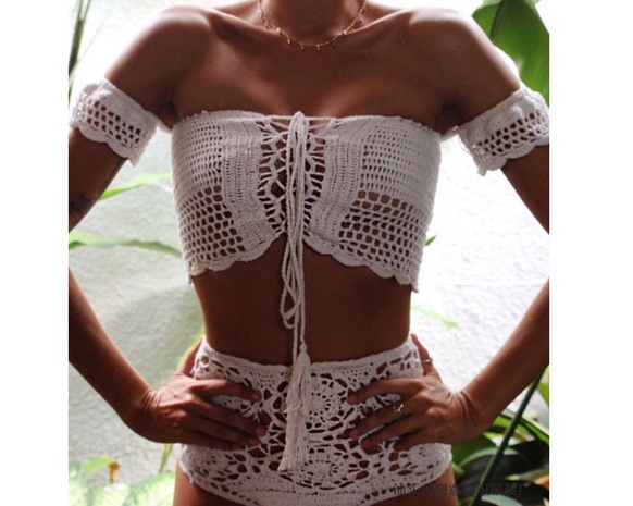 new crochet knitted sexy hollow swimsuit bikini suit's discount tags