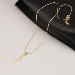 minimalist square brand long geometric glossy 316L titanium steel necklace