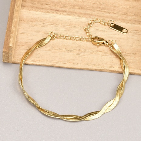 simple retro 18K gold double twist titanium steel bracelet female's discount tags