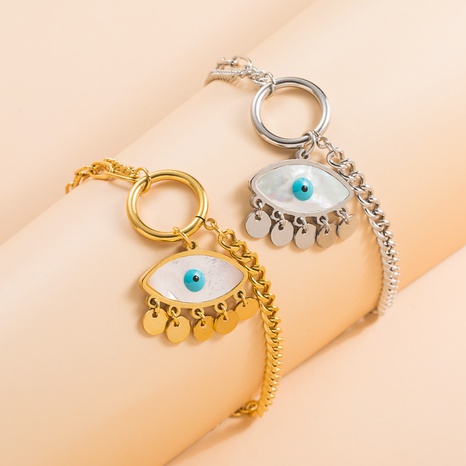 fashion devil's eye bracelet female stainless steel dripping oil bracelet's discount tags