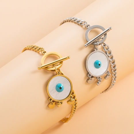 fashion devil's eyes titanium steel diamond men's and women's bracelet's discount tags
