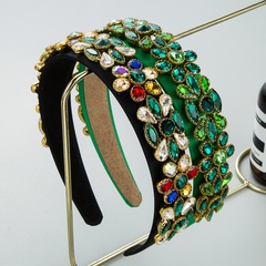 craftsmanship fashion Baroque rhinestone head hoop wide-brimmed green