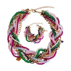 bohemian retro resort style bead necklace multi-layer beaded bracelet set