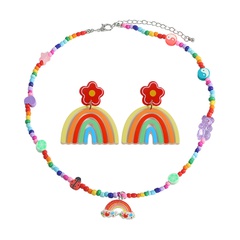creative rainbow plate cloud pendant resin earrings necklace set