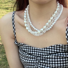 collier court chaîne clavicule perle enroulement multicouche mode