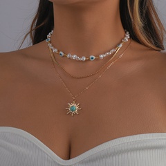 pearl resin sun flower necklace exaggerated punk necklace